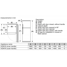 Réfrigérateur Bosch 2 Portes V Brut/UTile 485/453 L Inox