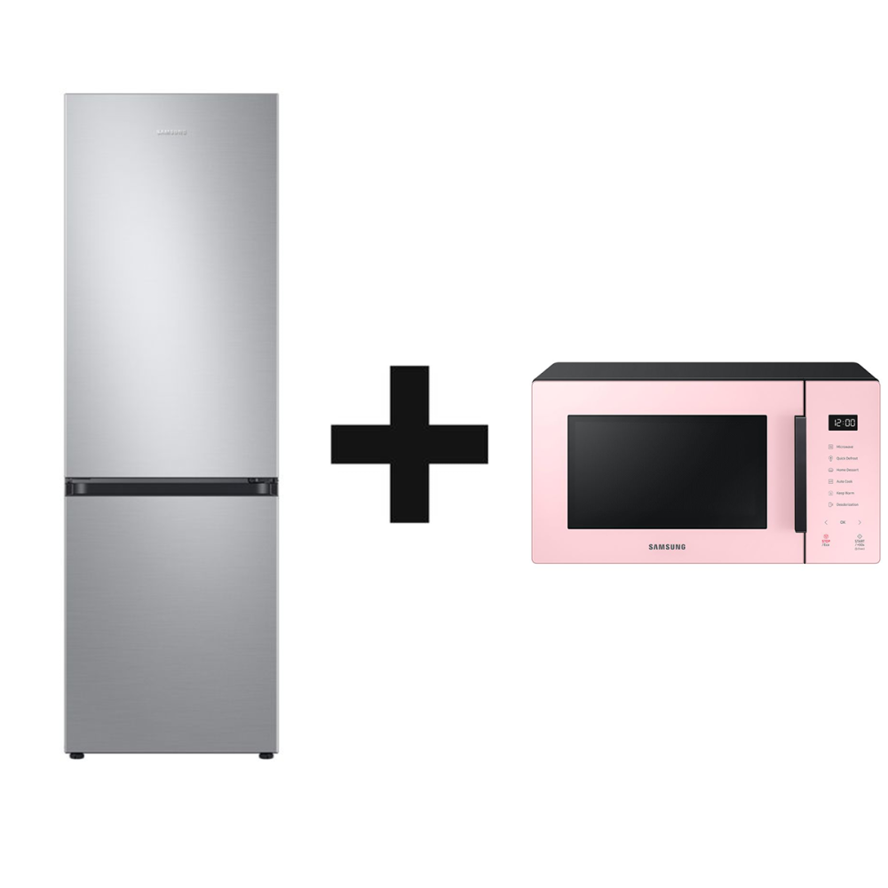 PACK RÉFRIGÉRATEUR COMBINÉ 355L SILVER SAMSUNG + MICRO ONDE SAMSUNG BESPOKE ROSE