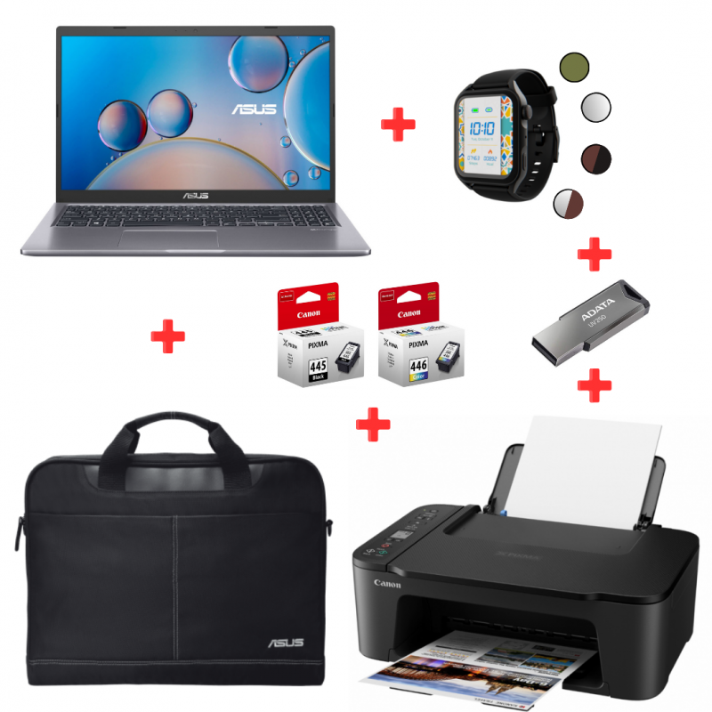 PACK ASUS(PC +IMPRIMANTE+CARTOUCHES+SAC+MONTRE CONNECTÉE+CLE USB)