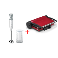 PACK (MIXEUR PLONGEANT BOSCH 600W BLANC/GRIS+PANINI BOSCH GRILL 2000W ROUGE)