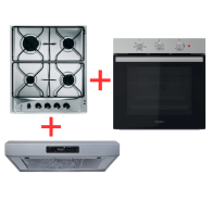 PACK(HOTTE WHIRLPOOL 60CM INOX+PLAQUE WHIRLPOOL 60CM INOX+FOUR WHIRLPOOL ELECTRIQUE MULTIFONCTION INOX )