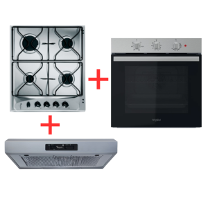 PACK(HOTTE WHIRLPOOL 60CM INOX+PLAQUE WHIRLPOOL 60CM INOX+FOUR WHIRLPOOL ELECTRIQUE MULTIFONCTION INOX )