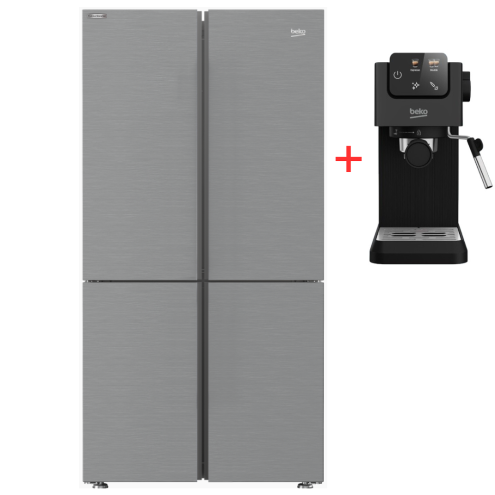 PACK( RÉFRIGÉRATEUR 4 PORTES 626L INOX BEKO + MACHINE A EXPRESSO 15 BARS )