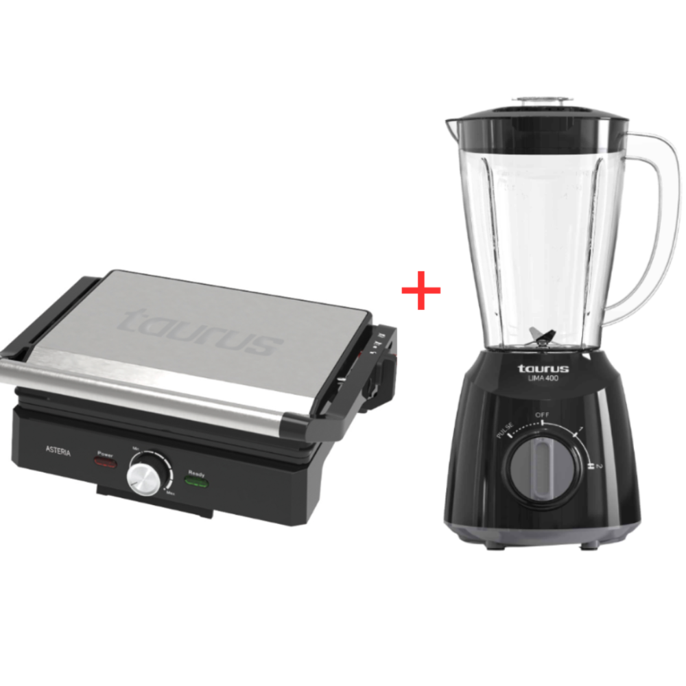 PACK( PANINI TAURUS ASTERIA GRILLE + BLENDER TAURUS LIMA 400WATT 1.5L)