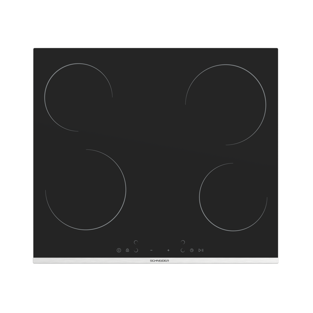 PLAQUE SCHNEIDER 4F 60CM VITROCERAMIQUE VERRE NOIR