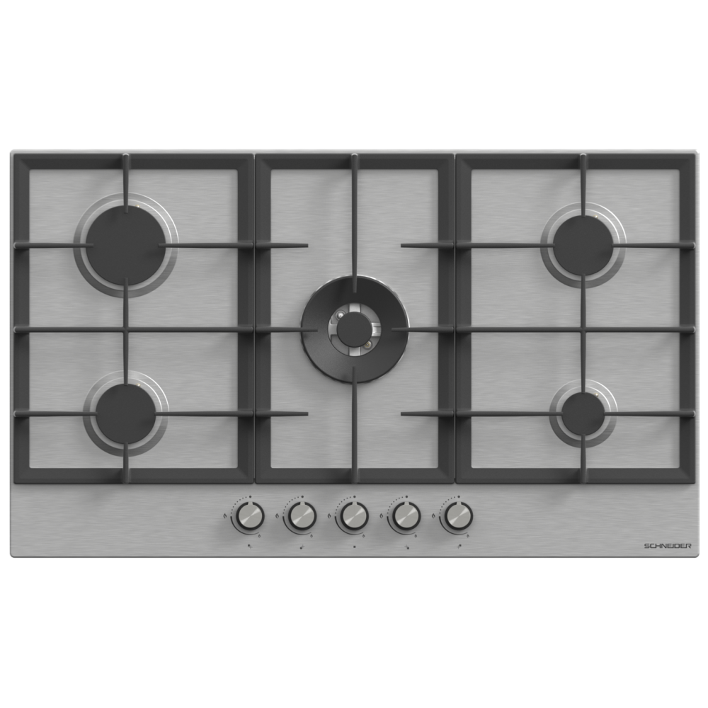 PLAQUE SCHNEIDER A GAZ 5F  90CM INOX