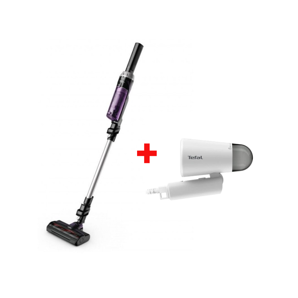 pack (ASPIRATEUR ROWENTA BALAI MULTIFONCTIONS X-NANO ESSENTIAL +DEFROISSEUR TEFAL PLIABLE VOYAGE 1200W BLANC)