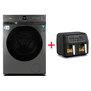 PACK(LAVANTE-SÉCHANTE MIDEA 8KG/6KG 1400T GRIS TITANE+AIR FRYER SCHNEIDER DUAL 4L+4L NOIR)