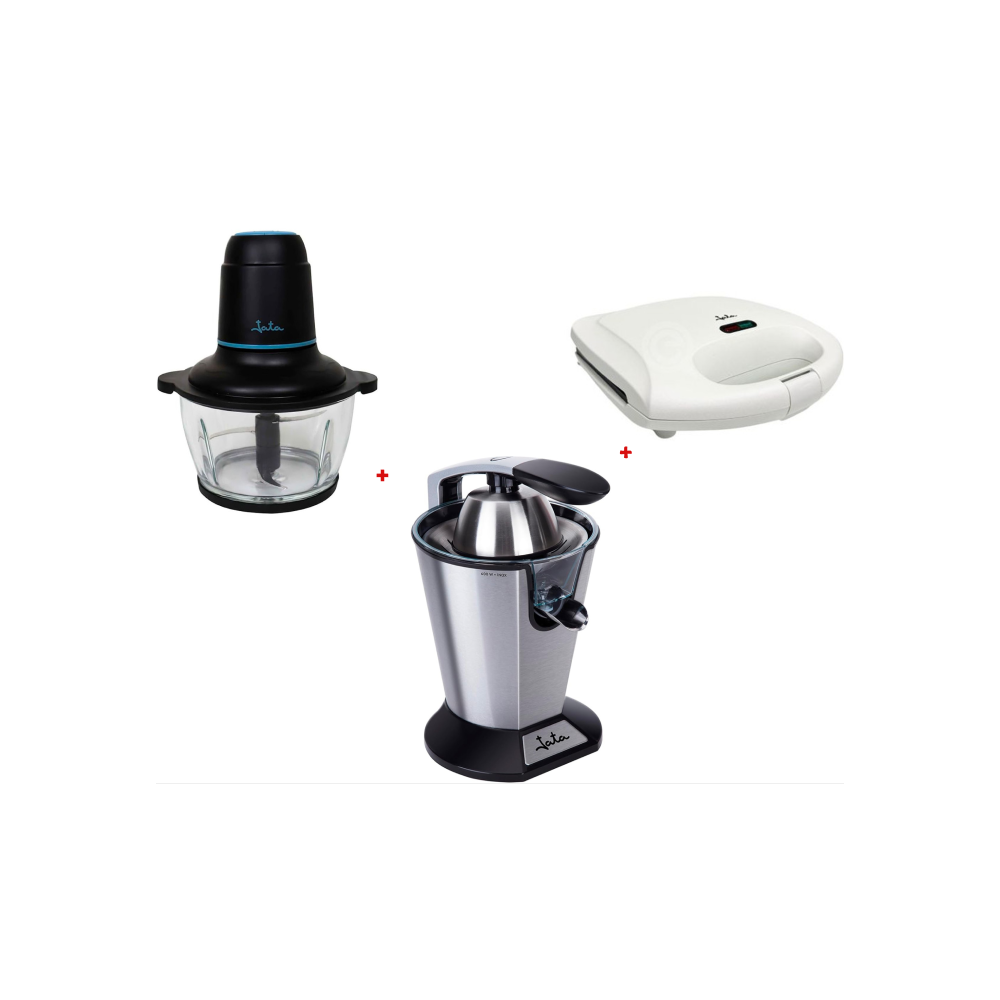 PACK(PRESSE AGRUME JATA 600W INOX+HACHOIR JATA 4 LAMES BOL EN VERRE 1,5L+PANINI JATA 700 W BLANC)