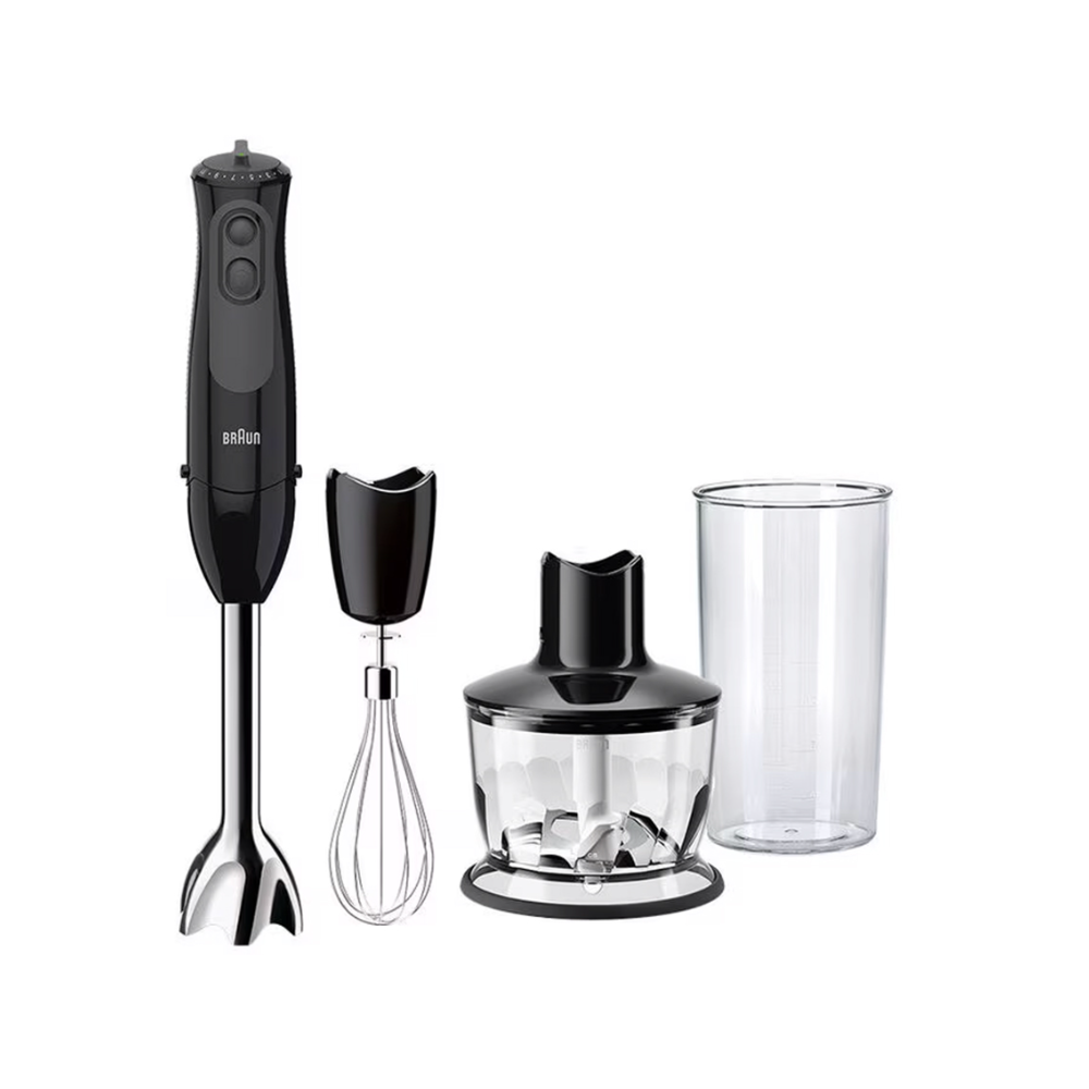 MIXEUR PLONGEANT BRAUN MULTIQUICK 3 SAUCE + MINI HACHOIR + FOUET 900W NOIR