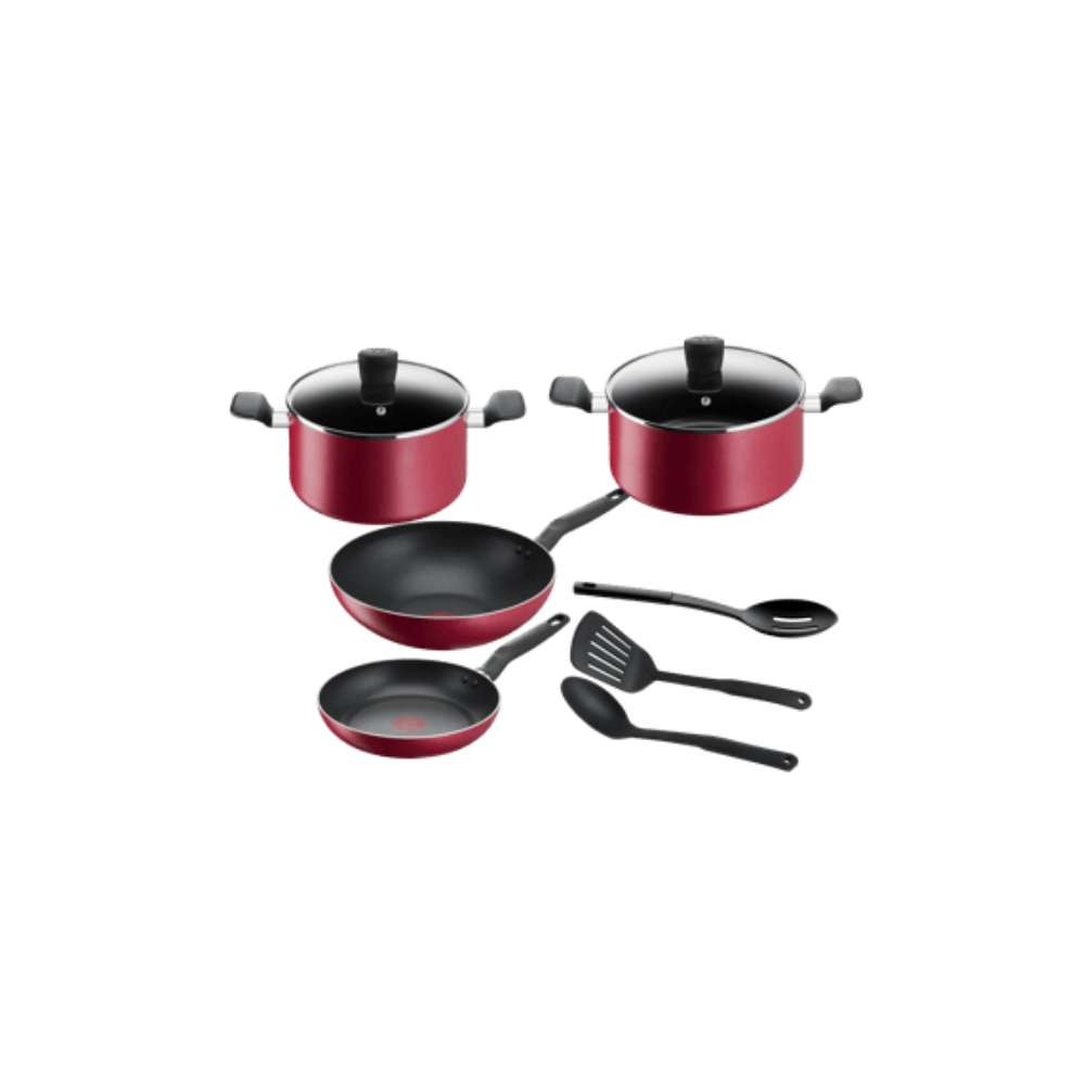 BATTERIE DE CUISINE TEFAL 9 PIÈCES SUPER COOK ROUGE