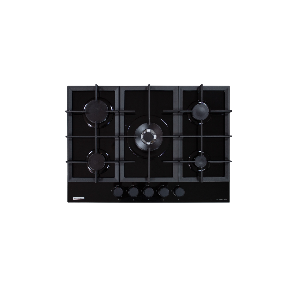PLAQUE SCHNEIDER 5 FEUX 70 Cm EN VERRE NOIR
