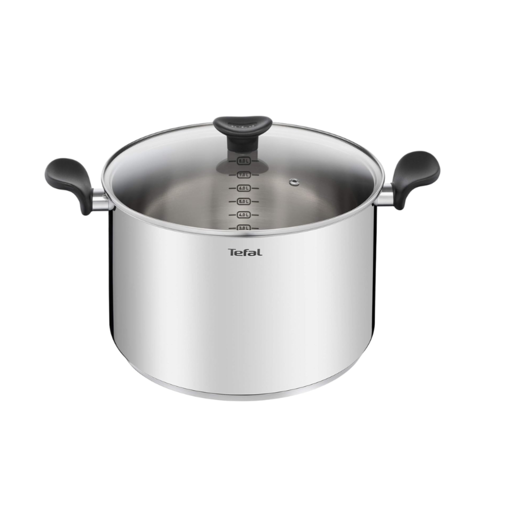 FAITOUT TEFAL INOX + COUVERCLE EN VERRE 28CM PRIMARY MARMITE