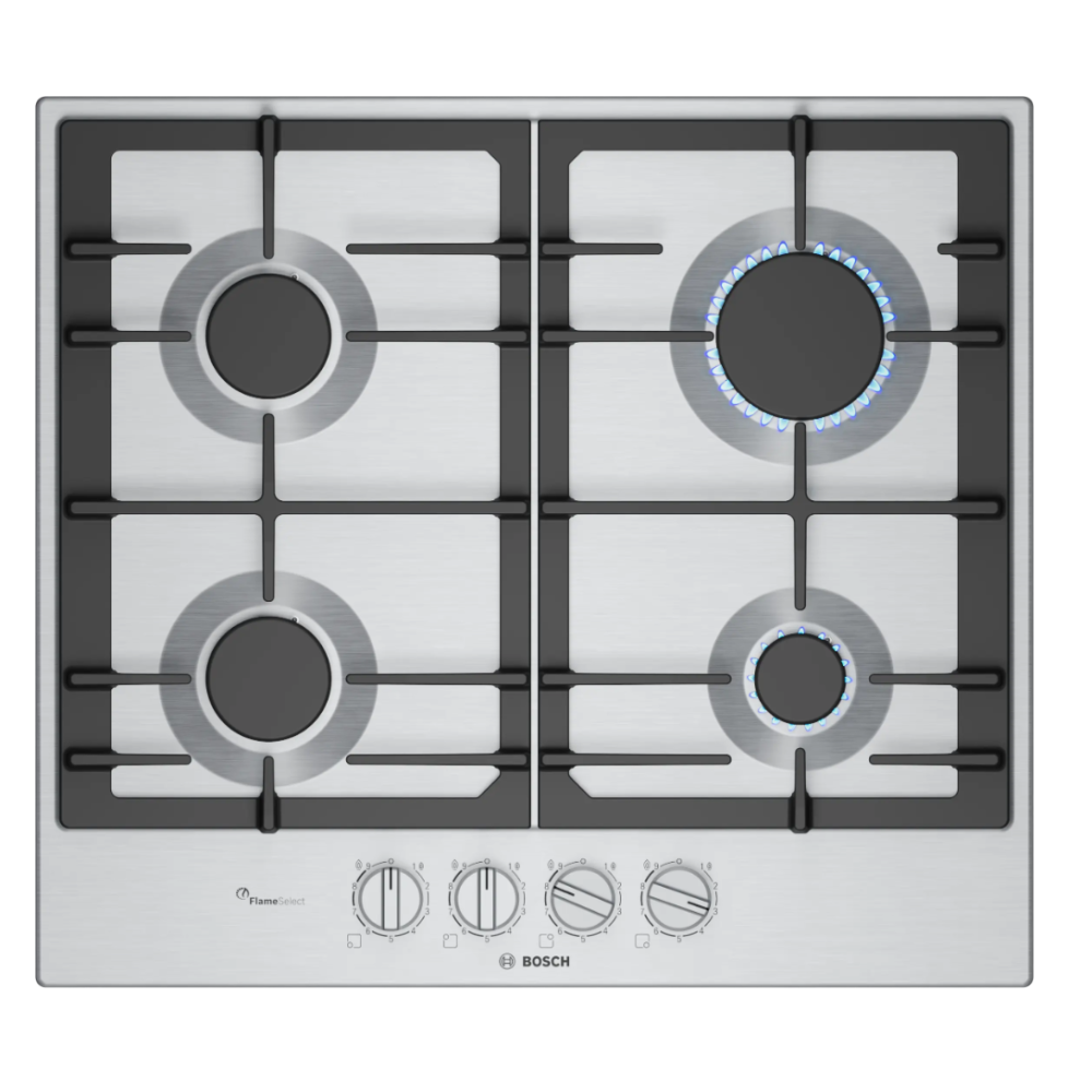 PLAQUE BOSCH 4 FEUX INOX GRILLES EN FONTE