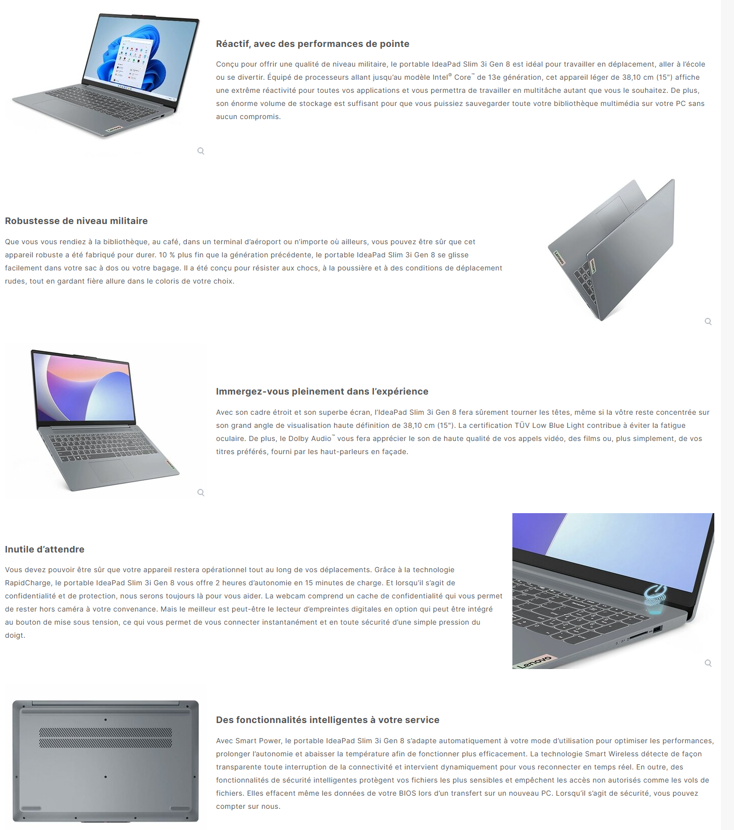 PC Portable Lenovo Intel I5 13ème Génération - 24 Go RAM, SSD 512 Go, écran 15,6" Full HD, Windows 11 Préinstallé, Garantie Italie 24 Mois